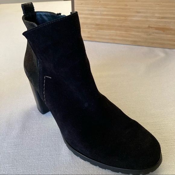 Paul Green Black Silver Suede Ankle Boots UK7.5 EU41 US 10 Heel Booties Austria - Picture 7 of 16
